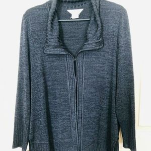 Misook gray zip up cardigan